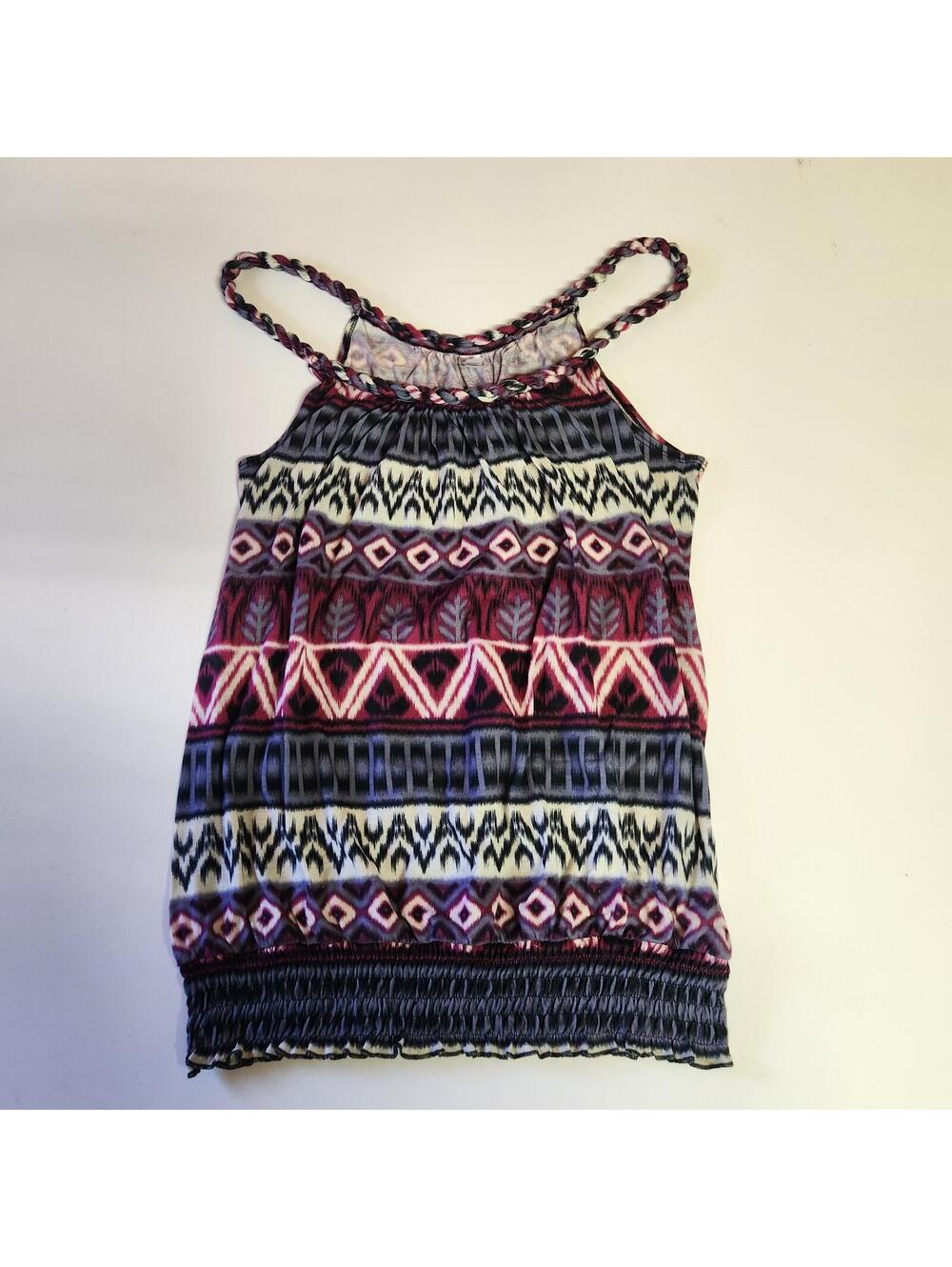 Piper & Blue Womens XL Boho Tank Top Tribal Print Smocked Stretch Cami